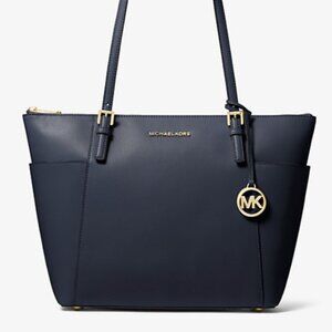 Michael Kors Jet Set Large Saffiano Leather Top Zip Tote Bag